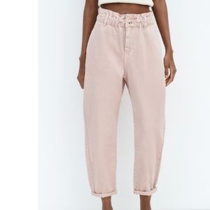 Zara HIGH-WAISTED PAPERBAG BAGGY JEANS